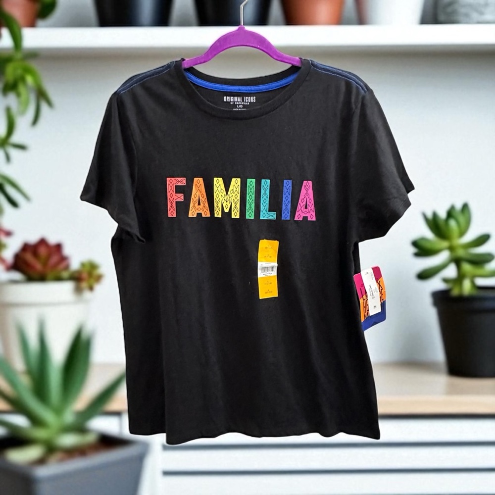 Original Icons Familia TShirt. Celebrate Pride Hispanic Heritage Month Blk L NWT